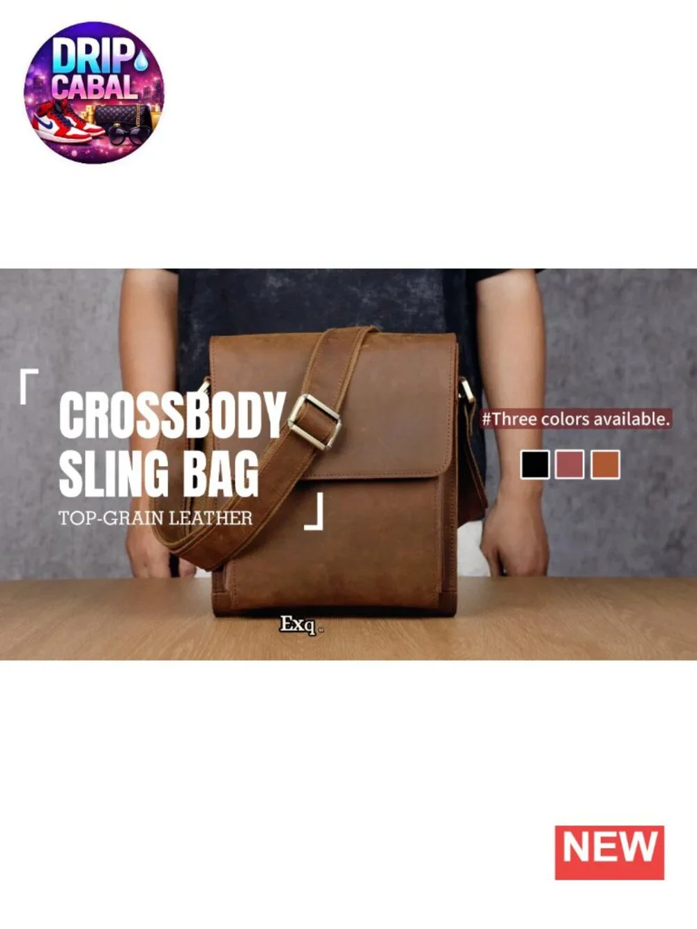 Genuine Leather Crossbody Messenger Bag for Men Work Travel Daily Casual
